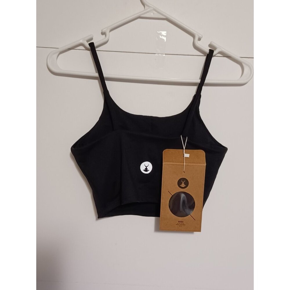 ODOH Womens Size Small Crop Black Yoga Tank Top Support For A/B Cup - Picture 2 of 4